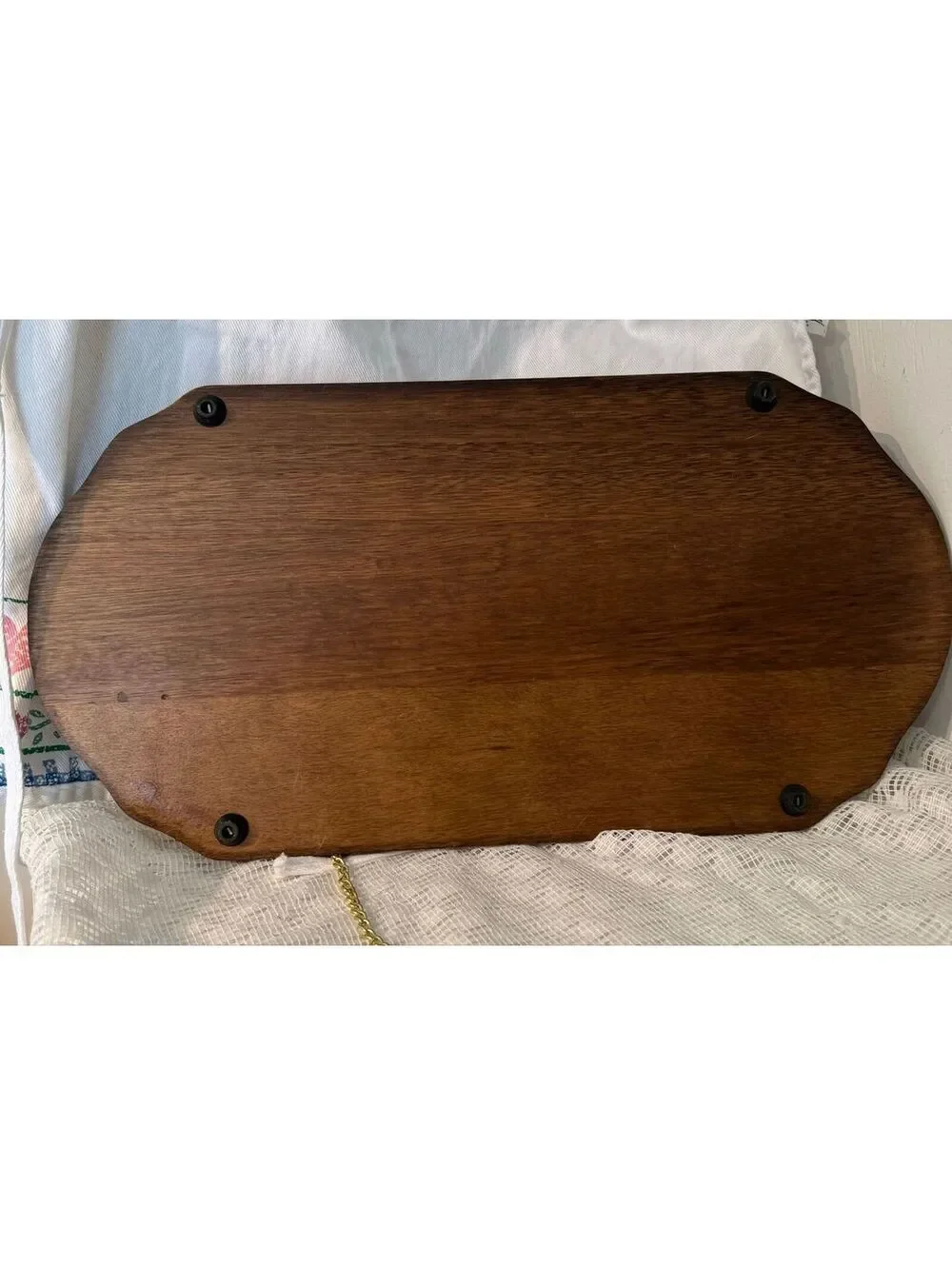 56 Vintage Wooden Cheese Board with original knife